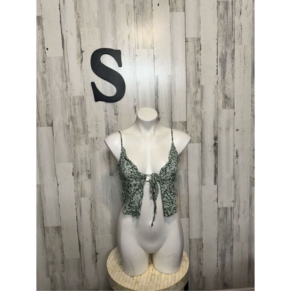 Floral green tank top